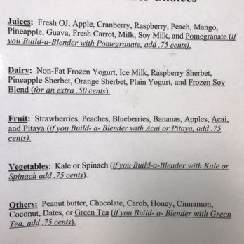 Blenders In The Grass - Build-a-Blender choices - Juice Bars & Smoothies Near Me - Oxnard, California