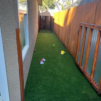 Scotts Artificial Grass - Dog run with turf installed. **AFTER** - Artificial Turf Near Me