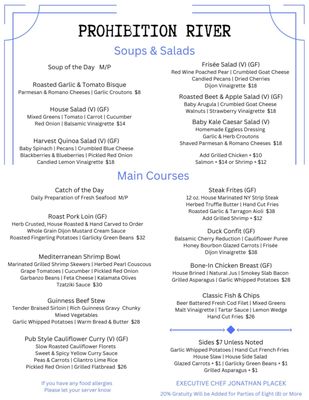 Menu photo 6 Prohibition River Nyack, NY