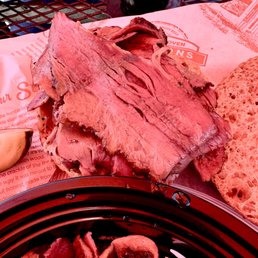 Prime rib meat cut with the grain - very tough. Prime rib meat cut with the grain - very tough.