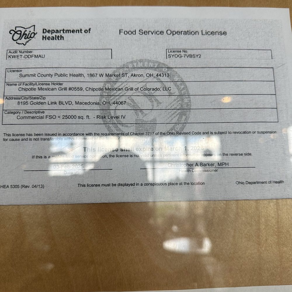 Expired Sanitation certificate Expired Sanitation certificate