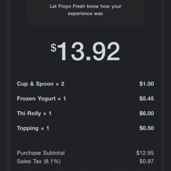 Froyo Fresh - Receipt