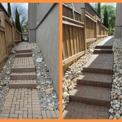 Paver Restore - Old & new side walkway and steps.