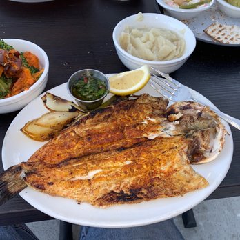 Hummus Bar & Grill - Branzino and two sides - Mediterranean Near Me - Tarzana, California Hummus Bar & Grill - Branzino and two sides - Mediterranean Near Me - Tarzana, California