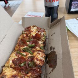 Domino's Pizza - Dominos with pepperoni and green peppers and wash it down a Diet Coke