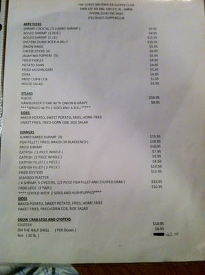 Menu photo 6 The Dukes Backwater Supper Club Valley, AL Menu photo 6 The Dukes Backwater Supper Club Valley, AL