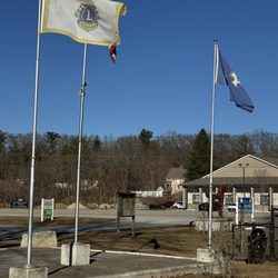 Rotary Public Little Free Library - Set past the flags