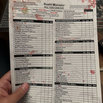 Sushi Monster - All you can eat Menu - Sushi Bars Near Me - Poway, California Sushi Monster - All you can eat Menu - Sushi Bars Near Me - Poway, California