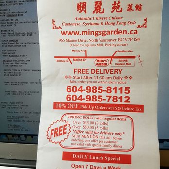 Ming's Garden - Chinese Near Me - North Vancouver, British Columbia