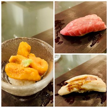 Hinata - Our special order- uni, tuna belly & eel nigiri - Sushi Bars Near Me - San Francisco, California