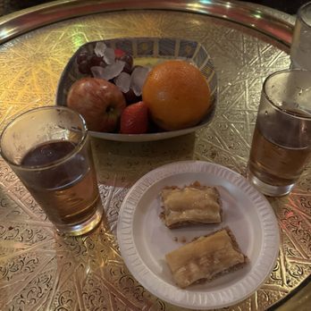 Marrakesh Restaurant - Baklava & various fruits, hot tea - Moroccan Near Me - Philadelphia, Pennsylvania