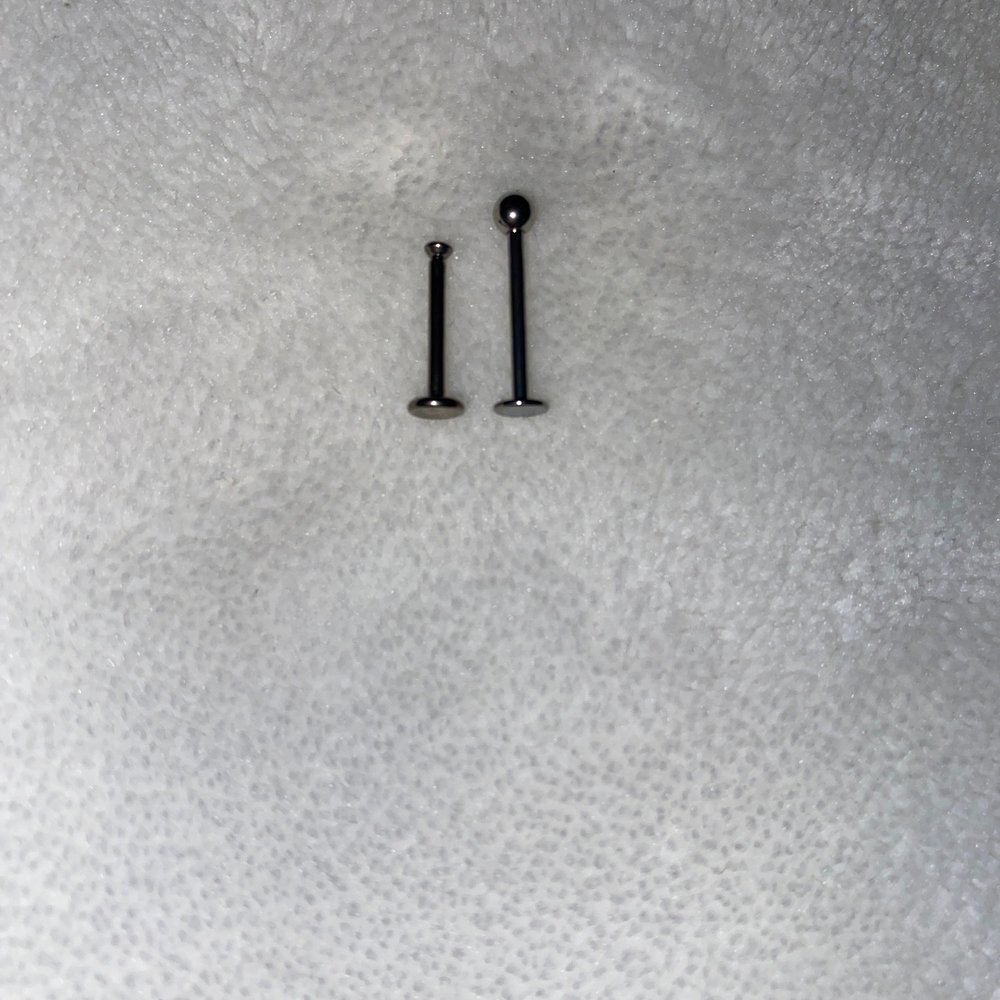 Left is the size I was pierced with the right is the size I plan on using