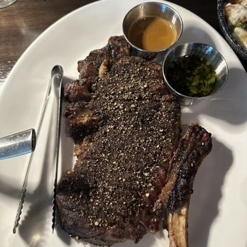 BLVD Steak - The ribeye (we asked for it sliced) with the peppercorn sauce and chimmichuri! - Steakhouses Near Me - Sherman Oaks, California