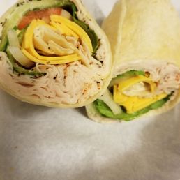 Pepper Turkey wrap! Delish. We didn't realize but they do have different types of wraps like wheat, spinach, sundried tomato. Pepper Turkey wrap! Delish. We didn't realize but they do have different types of wraps like wheat, spinach, sundried tomato.