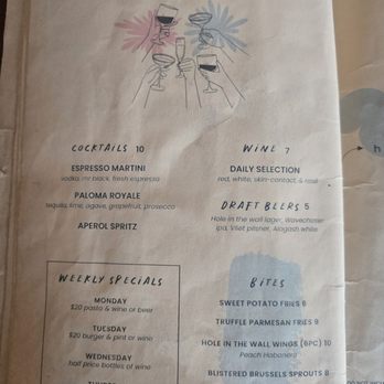 Hole In The Wall - Happy hour menu - summer 2026 - Australian Near Me - Brooklyn, New York