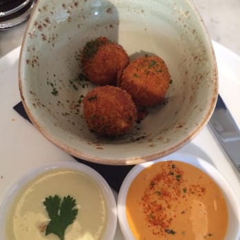 The Peached Tortilla - Kimchi Arancini Balls with Wasabi & Sriracha Aioli - Asian Fusion Near Me - Austin, Texas The Peached Tortilla - Kimchi Arancini Balls with Wasabi & Sriracha Aioli - Asian Fusion Near Me - Austin, Texas