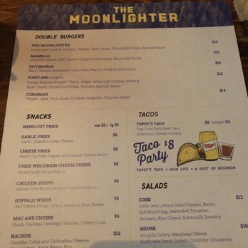 The Moonlighter - Menu - Burgers Near Me - Chicago, Illinois The Moonlighter - Menu - Burgers Near Me - Chicago, Illinois