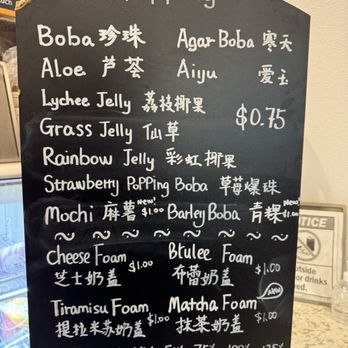 Oops Boba Tea & Coffee - Topping menu - Bubble Tea Near Me - Arcadia, California