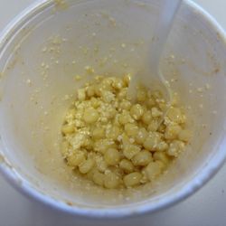 Almost finished my cup of Esquites / Elotes con Crema...yummy!