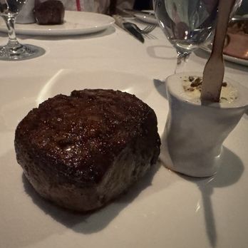 Mooo.... Seaport - The steak in front was a 10oz Filet, the one in the rear was Wagyu. They are presented the same on the plate. - Steakhouses Near Me - Boston, Massachusetts Mooo.... Seaport - The steak in front was a 10oz Filet, the one in the rear was Wagyu. They are presented the same on the plate. - Steakhouses Near Me - Boston, Massachusetts
