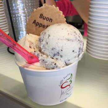 Caffe Italia - Delicious 3 scoops of gelato with the cutest cookie! - Coffee & Tea Near Me - Deer Park, New York
