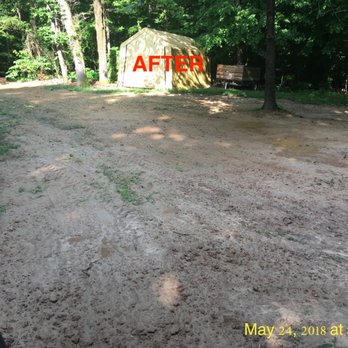 Backyard Landscape Products - Backyard after filling in sink holes and leveling - Nurseries & Gardening Near Me - Nesbit, Mississippi
