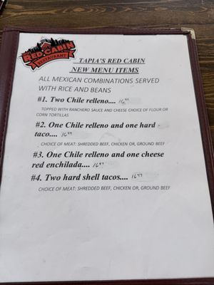 Menu photo 5 Tapia’s Red Cabin Restaurant Running Springs, CA