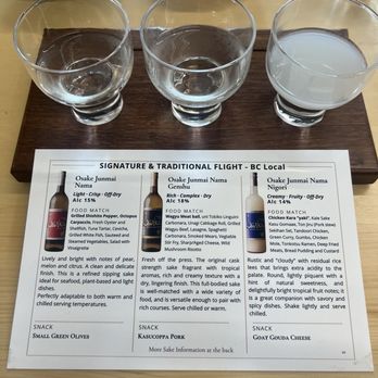 Artisan Sake Maker - Signature and Traditional Flight- BC Local - Wineries Near Me - Vancouver, British Columbia Artisan Sake Maker - Signature and Traditional Flight- BC Local - Wineries Near Me - Vancouver, British Columbia