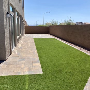 Economy Landscaping - Backyard - part pavers and part turf - Landscaping Near Me - Las Vegas, Nevada Economy Landscaping - Backyard - part pavers and part turf - Landscaping Near Me - Las Vegas, Nevada