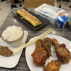 Tada - Honey soy garlic and 1982 Heritage sweet & spicy fried chicken, white rice and rolled eggs