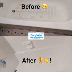 Tub Coaters Tub and Tile Refinishing - Your tub and or tile refinishing can also include removal of rust stains and mildew! Look at how clean it looks when it's done!