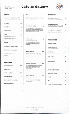 Menu photo 4 Cafe Du Gallery Los Angeles, CA