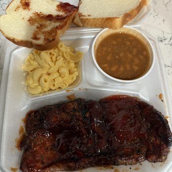 We're Outside - Pork Steak, Baked Beans and Mac-n-Cheese - Barbeque Near Me - Alton, Illinois