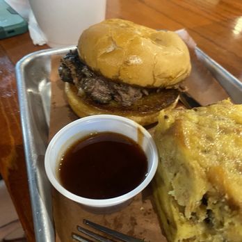 Top Hog BBQ - Kids Kid Brisket Sandwich with bread pudding - Barbeque Near Me - Gainesville, Florida