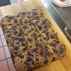 Java World Coffees & Teas - We bake from scratch every day using free range eggs. These are our blueberry raspberry  bran muffins. Yum.