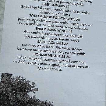Bonsaii Tapas & Wine Bar - Menu 3/2025 - Tapas Bars Near Me - New York, New York