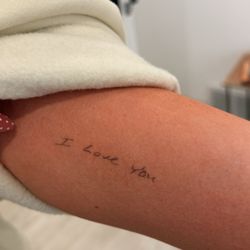 Allelu Beauty - Healed tattoo of dads handwriting