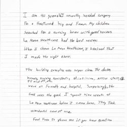 La Mesa Healthcare Center - 5-Star review from Bob R.
former patient at La Mesa Healthcare Center