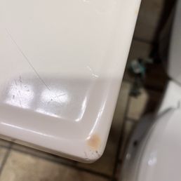 Burn mark on bathroom counter
