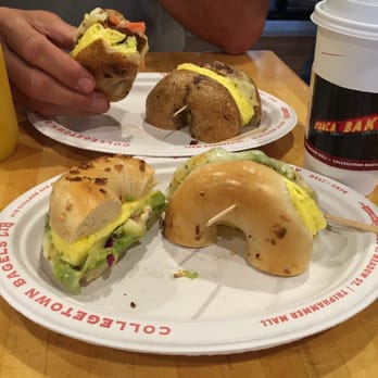 Collegetown Bagels - College town Bagels. Top: Big Sur, bottom: California Sunrise. Both very Yummy. - Bagels Near Me - Ithaca, New York
