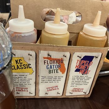 Mission BBQ - Sauces, Florida gator bite gets my vote on this side!!! - Barbeque Near Me - Lakeland, Florida