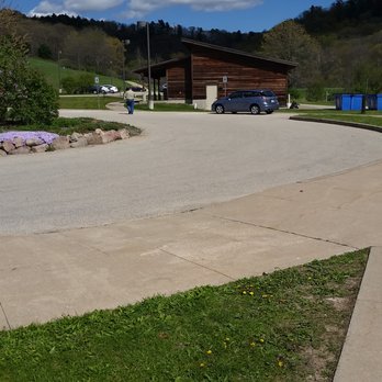 Kickapoo Valley Reserve Visitor Center - A view of the maintenance building and turnaround from the Visitor Center - Visitor Centers Near Me - La Farge, Wisconsin