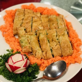 Wang Dynasty - Chives with seafood wraps in bean curbs sheet 韮菜海鮮卷 - Chinese Near Me - Bethesda, Maryland Wang Dynasty - Chives with seafood wraps in bean curbs sheet 韮菜海鮮卷 - Chinese Near Me - Bethesda, Maryland