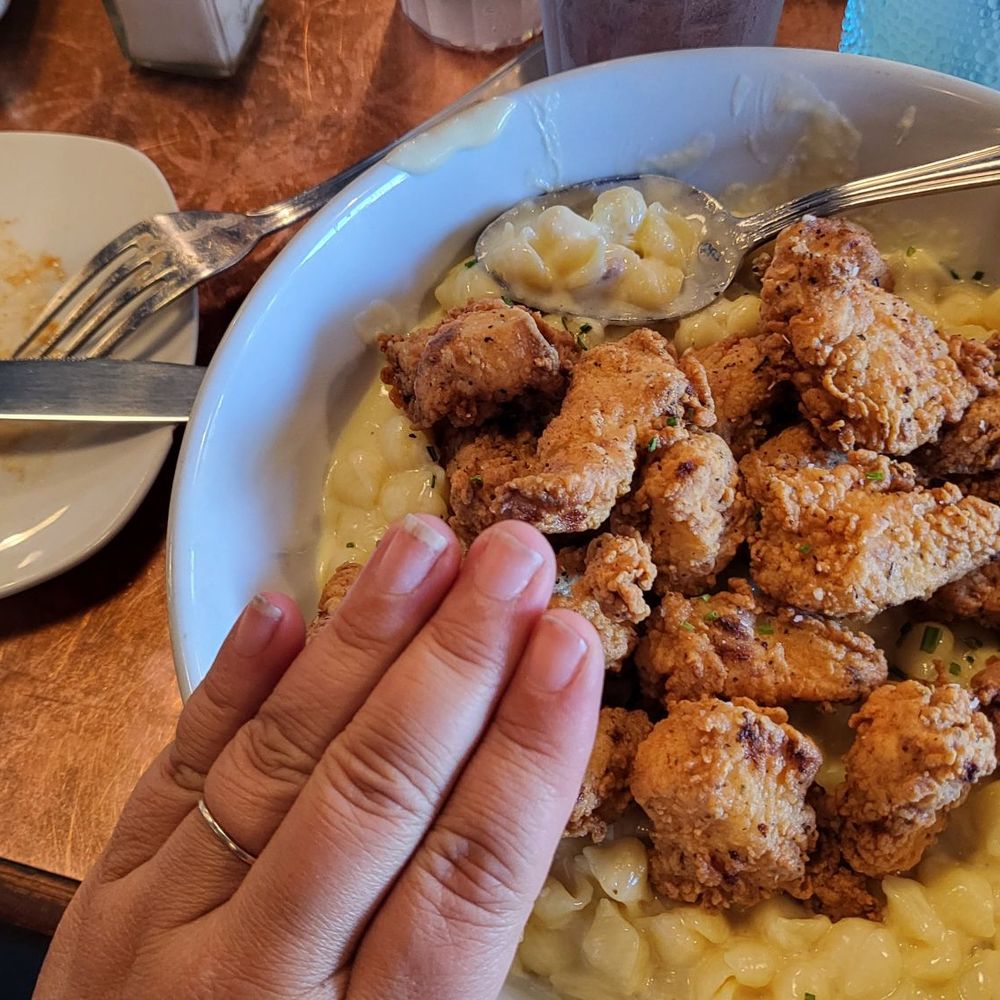 Mac n cheese add chicken nuggets