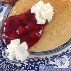 The Juniper Inn - Pancakes with the beautiful cherry sauce.