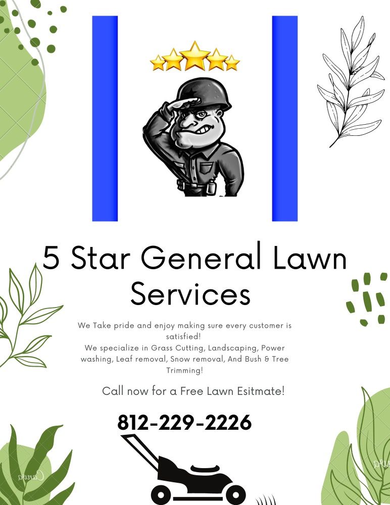5 STAR GENERAL LAWN CARE Terre Haute, Indiana Lawn Services Phone