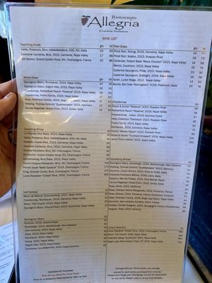 Menu photo 6 Ristorante Allegria Napa, CA Menu photo 6 Ristorante Allegria Napa, CA