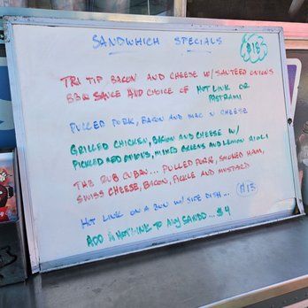 Rub BBQ and Grilling - a menu on a whiteboard - Barbeque Near Me Rub BBQ and Grilling - a menu on a whiteboard - Barbeque Near Me