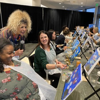 Bebe Landers Art Studio - Bebe Landers is teaching how to paint Monet's lillypond at Capital Group with 34 women business leaders. - Commissioned Artists Near Me Bebe Landers Art Studio - Bebe Landers is teaching how to paint Monet's lillypond at Capital Group with 34 women business leaders. - Commissioned Artists Near Me