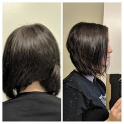 Boardwalk Hair & Nail Parlor - The haircut I got when I showed pictures of and asked for a short stacked angled bob